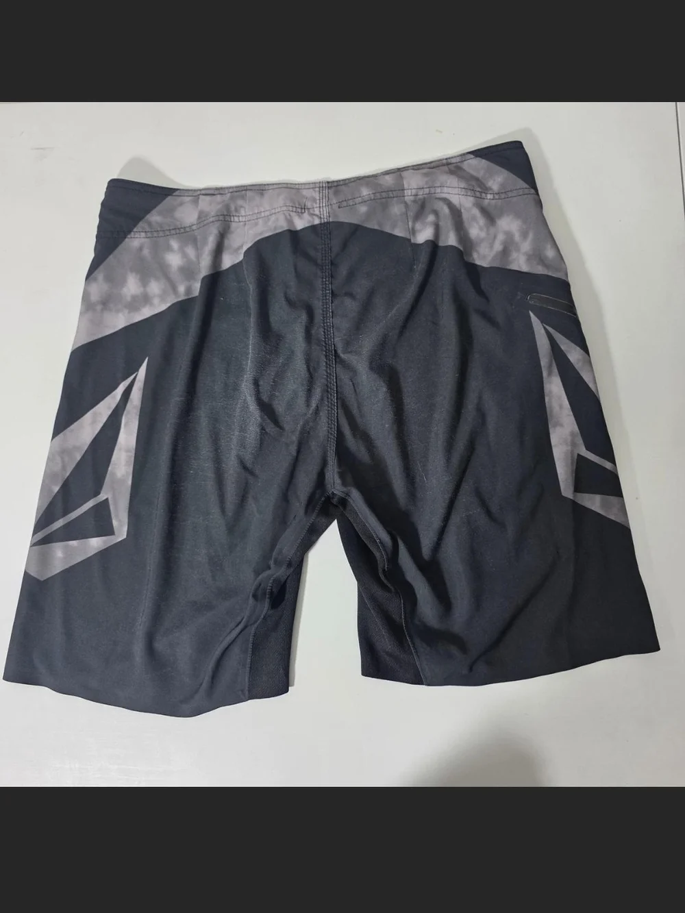 Volcom Black Swim Trunks with Gray Panel Accents